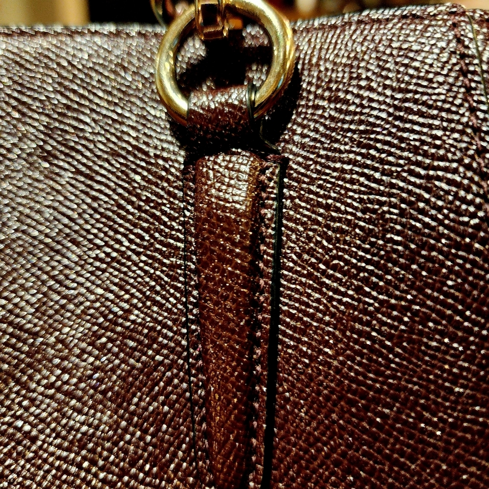 COACH Bordeaux Sparkling  Pebbled Leather Satchel Bag - Picture 8 of 14